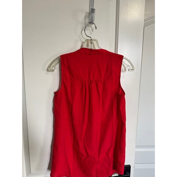 J.Crew red sleeveless button down size 00 office career preppy pop of color - Picture 4 of 6